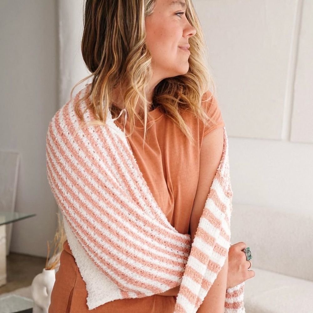 CJLA Crocheted Sweater - Coral and White